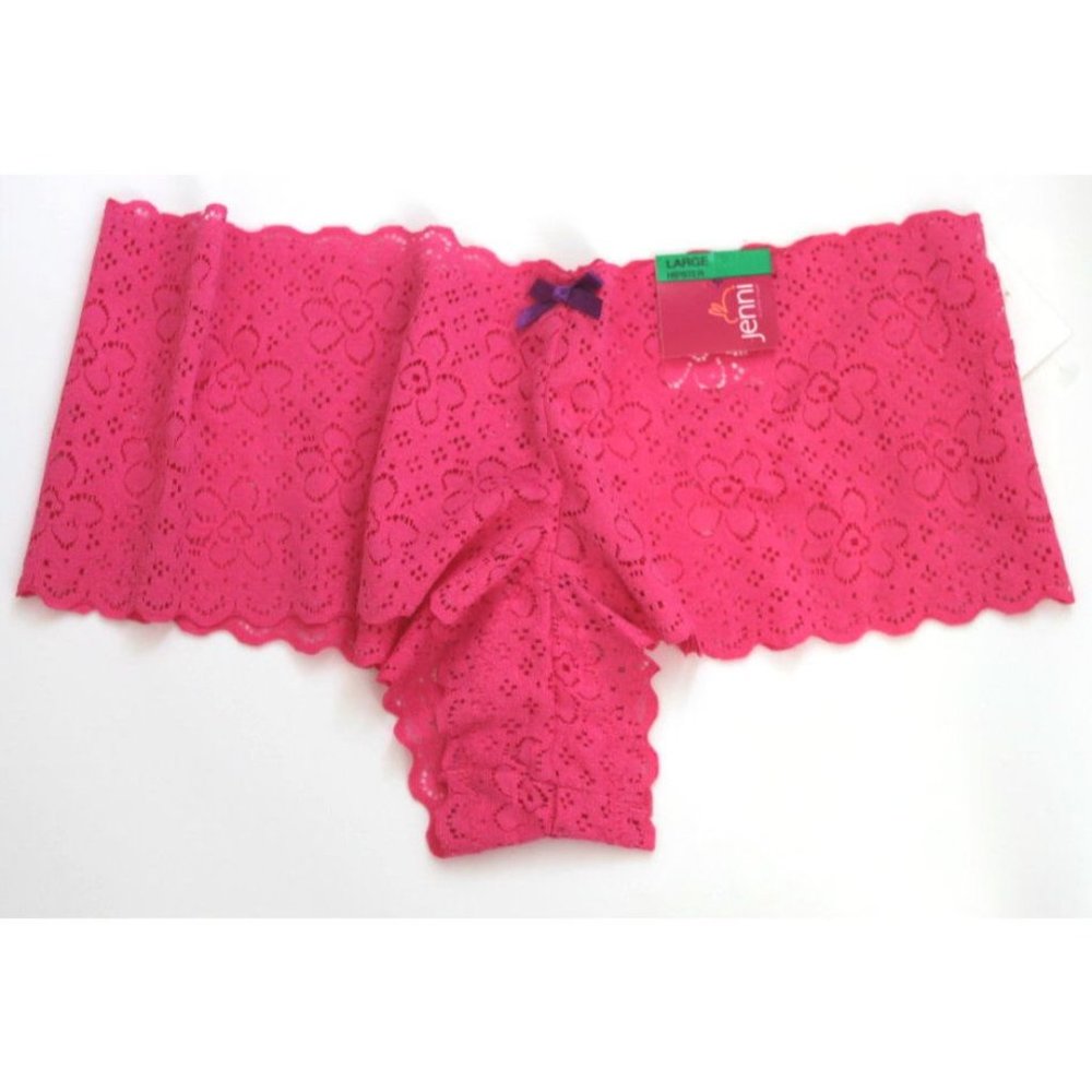 JENNI by Jennifer Moore HIPSTER Panty UNDERWEAR Floral HOT Smolder PINK Lace L